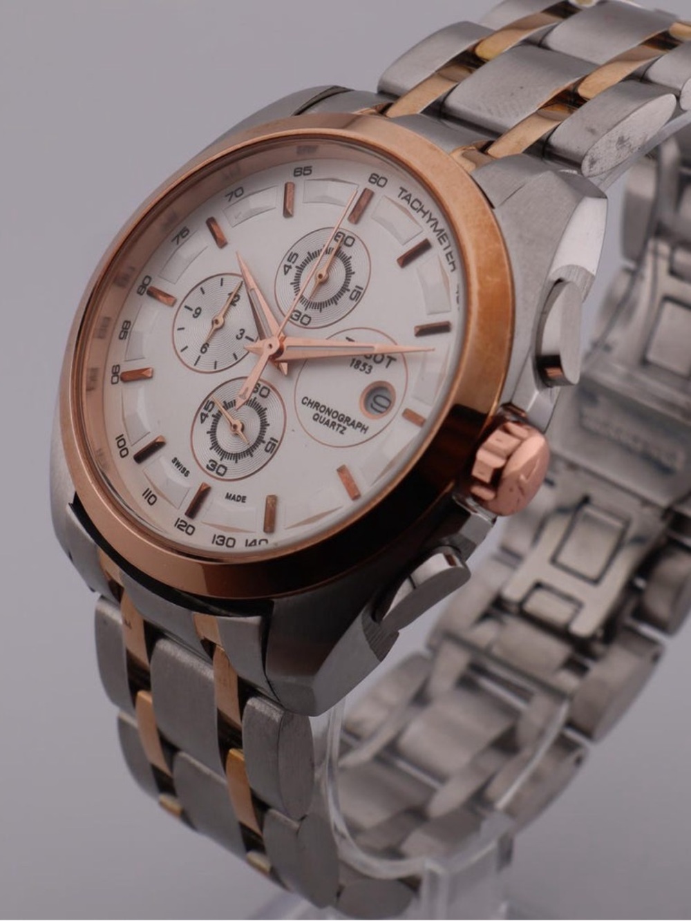NEW Tissot 1853 Couturier Tachymeter Rose Gold & Silver Chronograph Watch In Box - Picture 5 of 11